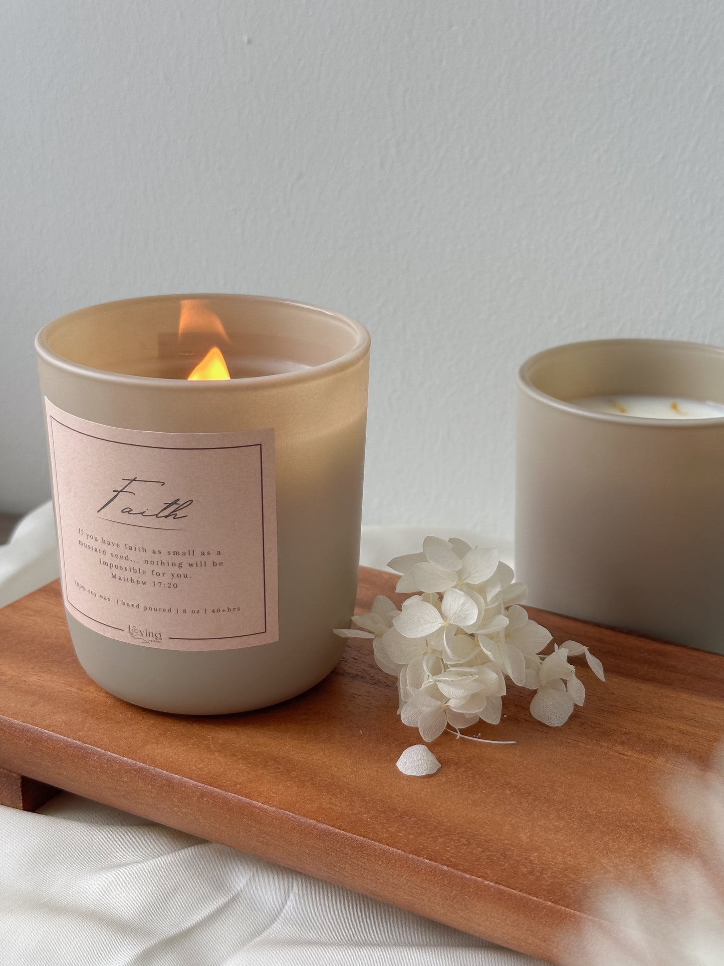 soy candle with flame